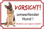 Preview: Schild Vorsicht Schäferhund im Querformat